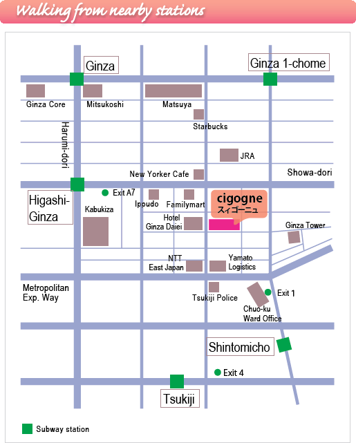 Map: walking from nearby stations